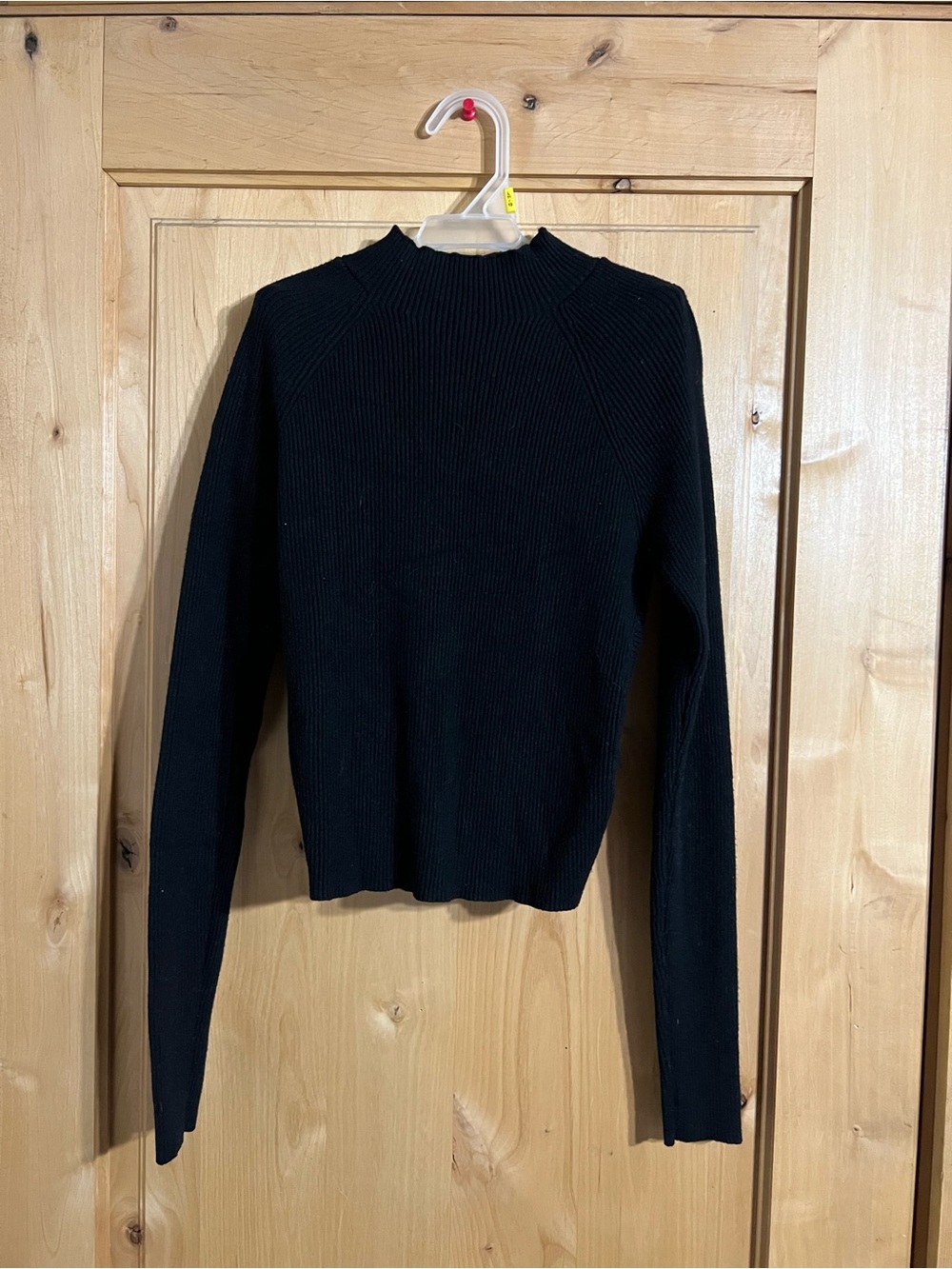 Pink Lily Black Ribbed Mock Neck Sweater